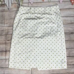 J.crew sz 4 white green polka dot pencil skirt